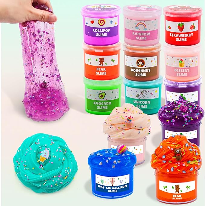 Elover ICE Cream Slime Kit for Girls and Boys Fluffy DIY Slime Toys Gifts Ages 6-10 to Make Ice Cream Slimes Kids Girl Toys 8-10 Years Old
