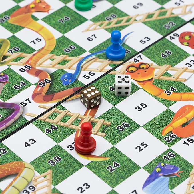 Snakes and Ladders Board Game Set -32 Centimeters, Magnetic Folding Travel Board Game for Kids (Large Size 12.6″x12.6″)