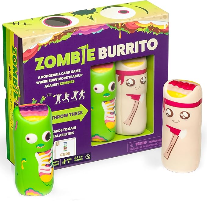 Exploding Kittens Zombie Burrito 3-6 Players - Ages 7+ - 15 Minutes to Play - Dodgeball Zombie Card Game - Party Game, Family Game Night, Kid and Adult Card Game