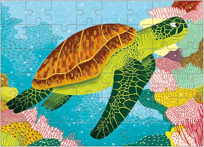 Mudpuppy Green Sea Turtle – Mini Puzzle Featuring Vibrant Underwater Seascape Perfect Travel Activity for Children Ages 4 and Up