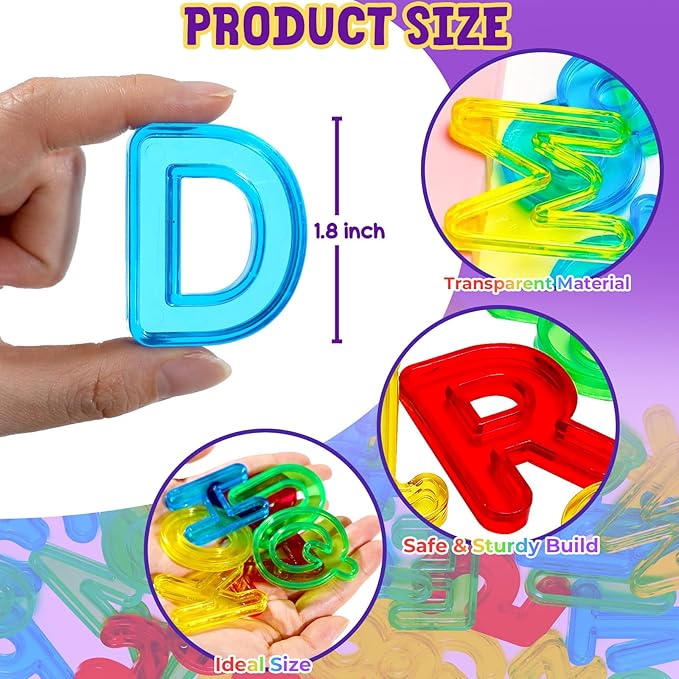 67 Pcs Plastic Practice Set Transparent Letters and Numbers Include Uppercase Letters Lowercase Letters and Numbers Colorful Plastic Letters and Numbers for Kids Counting and Spelling, Ages 3+