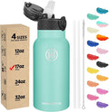 Han's Bottle Kids Water Bottle with Straw Lid - Insulated Stainless Steel Reusable Tumbler for Girls,Boys,Thermo Mug,17oz,Sky