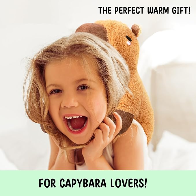Capybara Microwavable & Weighted Stuffed Animals - 1.5 Lbs Unscented Heating Pad for Period Cramps Pain Relief and Anxiety, Cute Capybara Plush Toys Gifts for Women Girls Adults and Kids by Happy Fuel