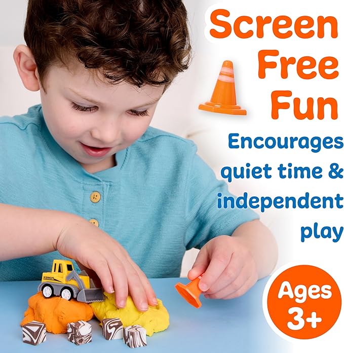 Creativity for Kids Sensory Minis Construction Kit | Cloud Clay Sensory Toy with Excavator for Kids | Spring Crafts that are Mess-Free, Screen-Free Travel Toy (Ages 3+)