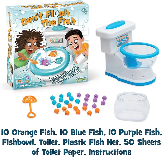 Don't Flush The Fish Board Games for Kids - Board Games for Family Game Night for Kids and Adults, Fun Balancing Game, Multi-Player Preschool, Toddler Toys, Ages 4+