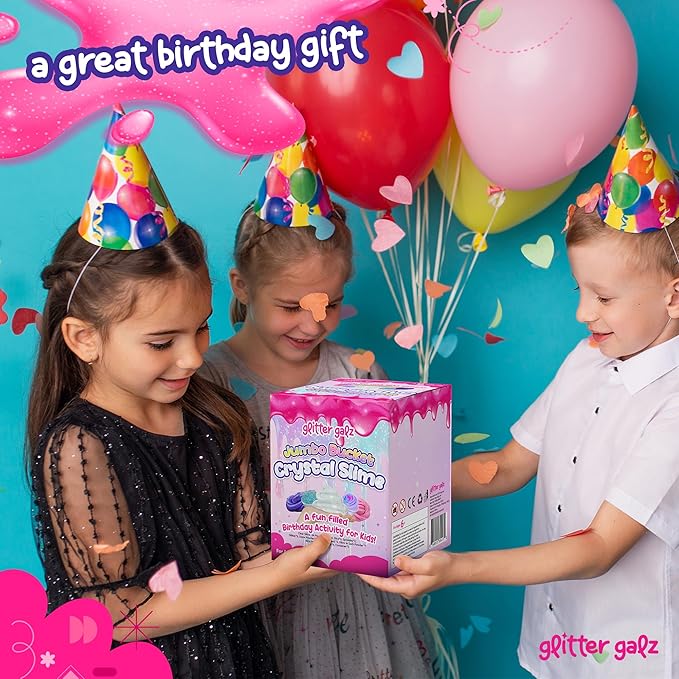 4 LB Huge Glassy Clear Bulk Slime Bucket Toy for Kids Jumbo 64 FL OZ Premade Crystal Slime Pack with 39 Add-Ins Sensory Toy Bulk Slime Kit for Girls Boys Teens Birthday Party Present