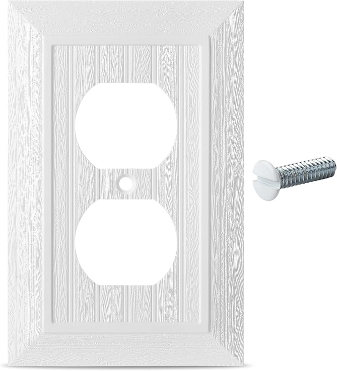 Bates- Classic Beadboard Single Duplex Wall Plate, 4 Pack, White Outlet Covers, Outlet Wall Plate, Outlet Covers, Outlet Plate, Electrical Outlet Cover Plates, Wall Outlet Cover, Duplex Outlet Cover