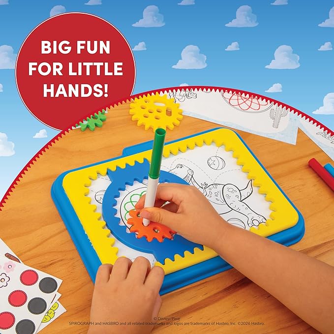 Spirograph Disney Jr. Toddler Arts and Crafts, Drawing Art Kit, Toddler Activities, Drawing Pad, Jumbo Gears, Washable Markers, Unleash Your Child Inner Artist, Ages 3+