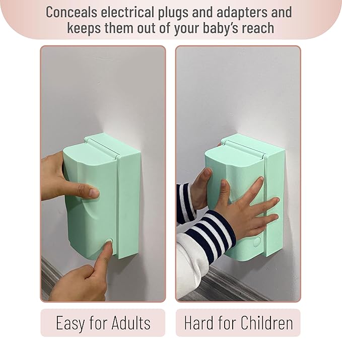 Bates - Baby Safety Outlet Cover Box, Cyan Blue, Outlet Covers Baby Proofing, Plug Covers Baby Proofing, Baby Outlet Cover, Socket Covers Baby Proofing, Baby Outlet Covers Baby Proof, Outlet Box Cover