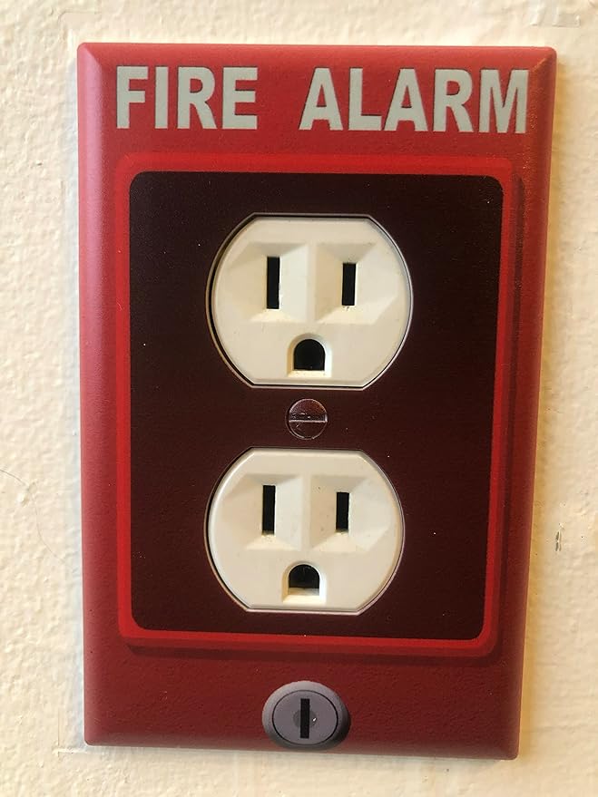 Boys Room Light Switch Cover Plate Kids Decorative Nursery Teen Toddler Room Decor Bedroom Bathroom Playroom (Fire Alarm Outlet)