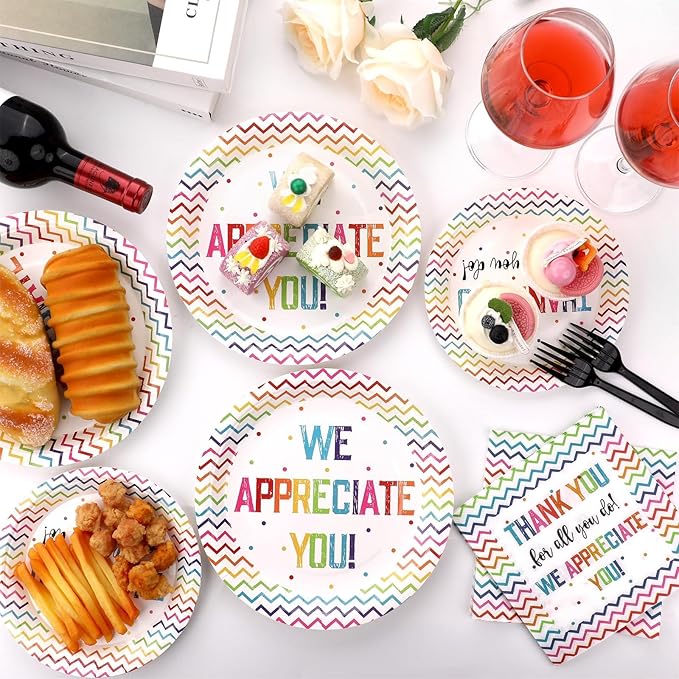 200pcs Thank You Plates Napkins We Appreciate You Party Tableware Set Teacher Appreciation Dinnerware Be Thankful to Teacher Mother Doctor Paper Plates for Congrat Graduate Decor Supplies Serve 50