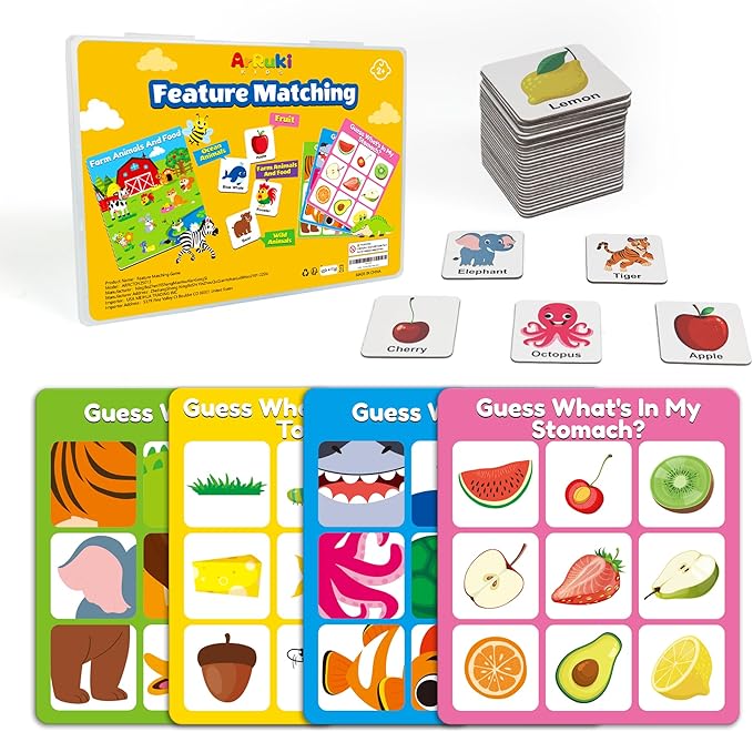 Magnetic Matching Game for Kids Ages 2-4, Feature Memory Game Toddler Learning Toy for Kids 3 4 5, Educational Toy Activities for Boy and Girl