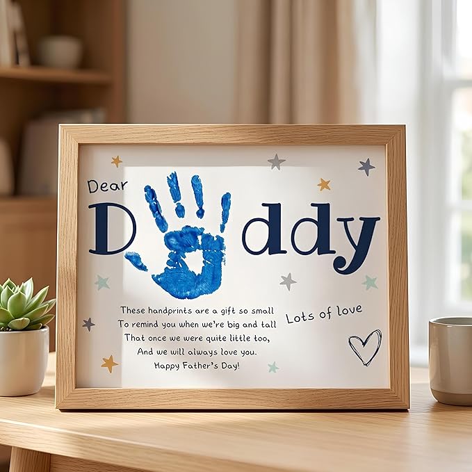 NELXI Funny fathers day card SET 3, handprint card for dad, best dad ever hands down gift, best dad ever gifts from kids, diy fathers day keepsake, family handprint kit, kids footprint craft