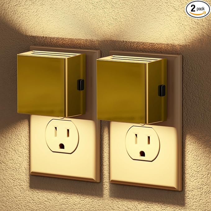 JandCase Night Light,Automatic Night Lights Plug into Wall,Dusk to Dawn,2 Pack Soft White 3000K Brightness Adjustable Nightlight for Kids Bedroom Bathroom Hallway Kitchen