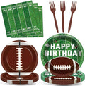 100 Pcs Football Party Supplies Set Football Birthday Plates and Napkins Sports Party Tableware Packs Decorations Sports Disposable Paper Plates Napkins Forks Serve 25