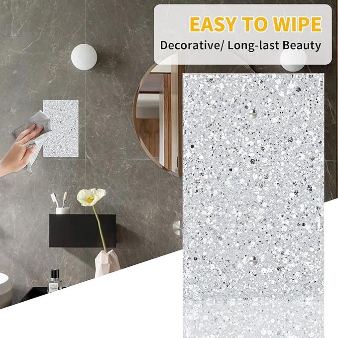 Blank Wall Plate Cover Baby Proof,Shiny Silver Electrical Cover for Unused Switch and Outlets,1-Gang 5.10"x3.15"