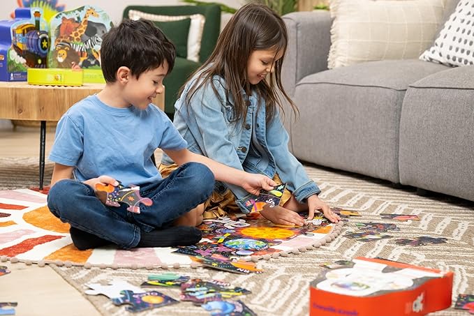 Crocodile Creek 36-Piece Jigsaw Floor Puzzle with Heavy-Duty Shaped Box for Storage, Large 20" x 16" Completed Size, Designed for Kids Ages 3 Years and up, Hanukkah Lights