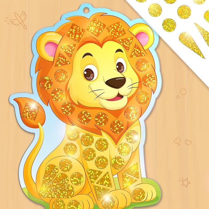 Imagimake Mirror Mosaic Animals Kids Art Set | DIY Craft Kits | Foil Stickers for Girls | Activities for Kids Ages 3-5 | Travel Art Kit for Toddler | Gift Set for Girls| 3,4,5,6,7 Year Old Boy Gifts