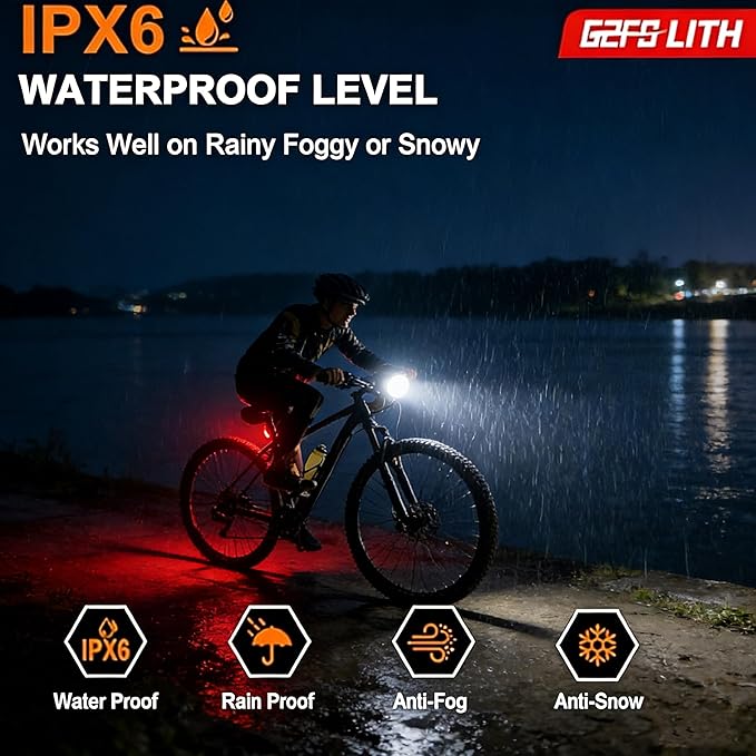 Bicycle Front & Rear Lights, Type-C Rechargeable LED Bike Light Set, IPX6,Waterproof Flashlight for Night Riding, Safety Headlight Taillight, Kids Girls Children's Bicycle Accessories