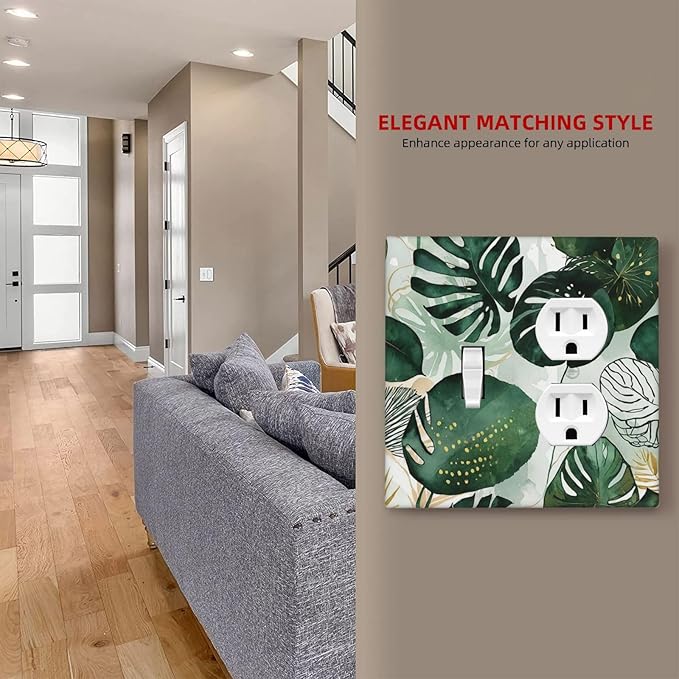 Wallplates Boho Tropical Leaves 1 Toggle 1 Duplex Switch Plate Electrical GFCI Faceplate Decorative Light Switch Covers for Bedroom Bathroom Decor