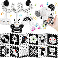 TSYAN High Contrast Baby Toys for Babies 0-6 Months, Black and White Baby Sensory Toys with Car Seat Toys,Infant Toys with Black White Book, Hanging Rattle Toys for Baby Gifts