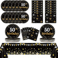 50th Birthday Party Supplies Serves 24 Black and Gold 50 Years Old Party Paper Dessert Plates Napkins Cheers to 50 Years Decorations Tablecloth Set Tableware Kit for Man Retirement Graduation