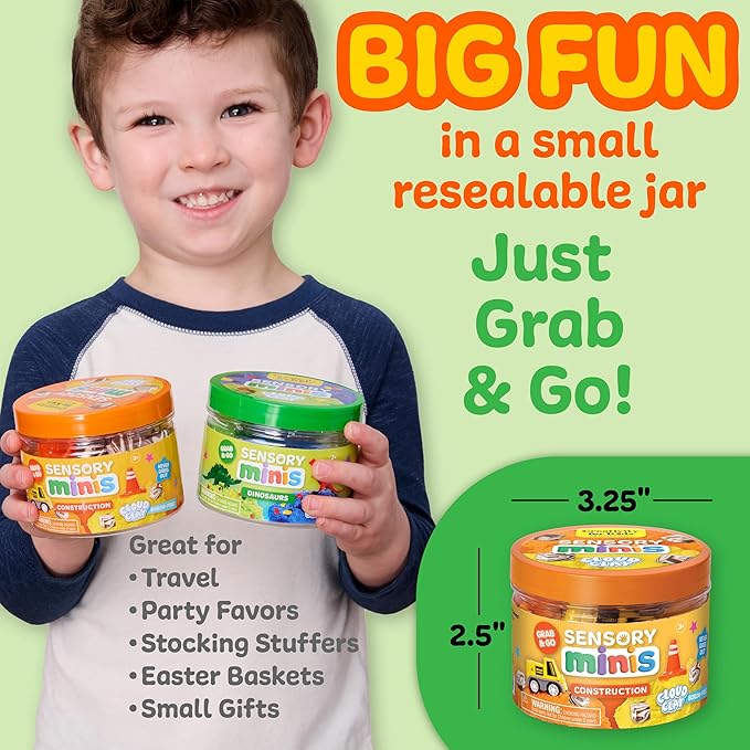 Creativity for Kids Sensory Minis Construction Kit | Cloud Clay Sensory Toy with Excavator for Kids | Spring Crafts that are Mess-Free, Screen-Free Travel Toy (Ages 3+)