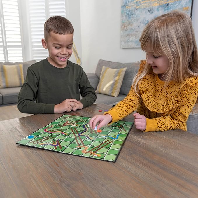 HTI Toys Traditional Games Snakes & Ladders Family Board Game Set