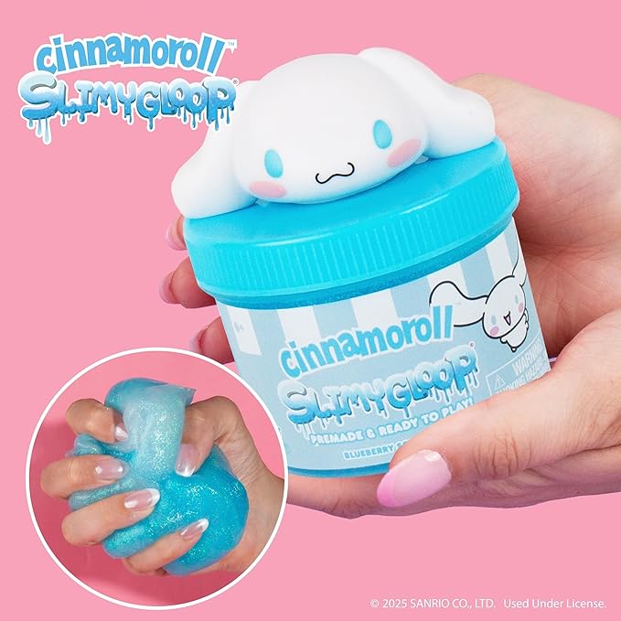 Cinnamoroll SLIMYGLOOP Jar, 8 oz. Blueberry-Scented Glitter Slime with Mix-Ins & Collectible Charm