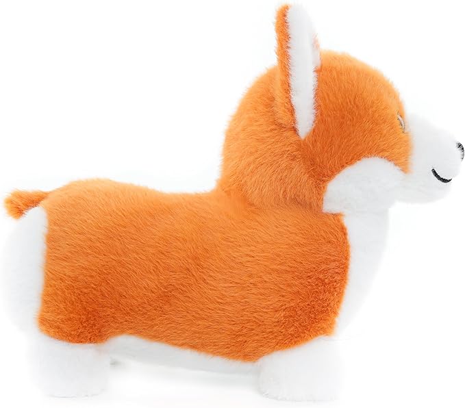 WEIGEDU Corgi Plush Toy, 12 Inch Cute Stuffed Animal, Soft Kawaii Dog Pillow, Realistic Welsh Corgi Puppy, Gifts for Kids and Dog Lovers, Orange and White