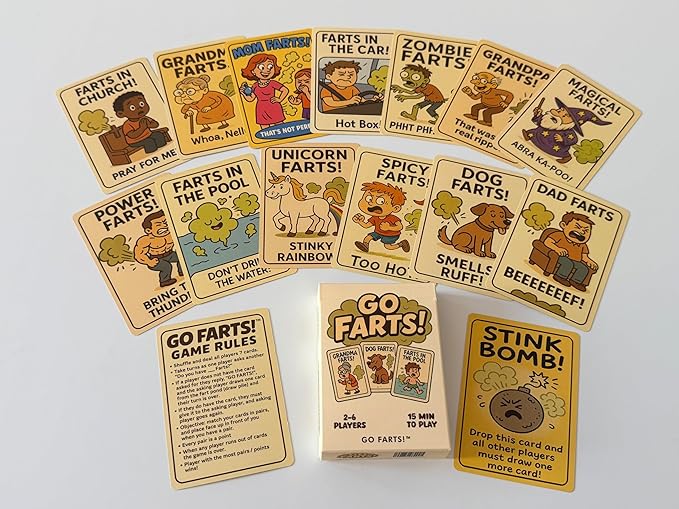 – Hilarious Family Card Game for Kids & Adults, 13 Silly Fart Cartoons, Perfect Party, Ages 4+, 2+ Players