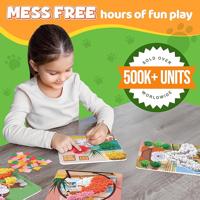 jackinthebox Poke Poke Art – Pets Theme, Mess-Free Fabric Art and Craft, Flower Pressing Kits, Gift for Kids, Gifts for Girls and Boys Ages 4 5 6 7 8