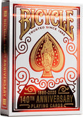Bicycle 140th Anniversary Playing Cards, Special Edition 1885 Design, Red & Gold Foil Collectible Vintage Deck for Poker, Blackjack & Family Card Games