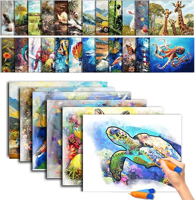 25 Pack Dementia Products for Elderly Reusable Water Doodle Coloring Set for Seniors Dementia Activities Animals Water Painting Toys for Alzheimer's Painting Gifts for Nursing Home Patients