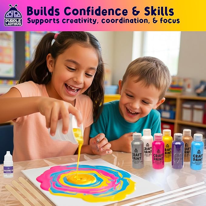 Paint Pouring Art Kids Painting Kit - Art and Crafts for Kids Ages 8-12, Gifts for 6 7 8 9 10 11 12 Year Old Boys & Crafts for Girls 8-12, Birthday Gifts for Girls, Tween & Teen Girl (Stellar Swizzle)