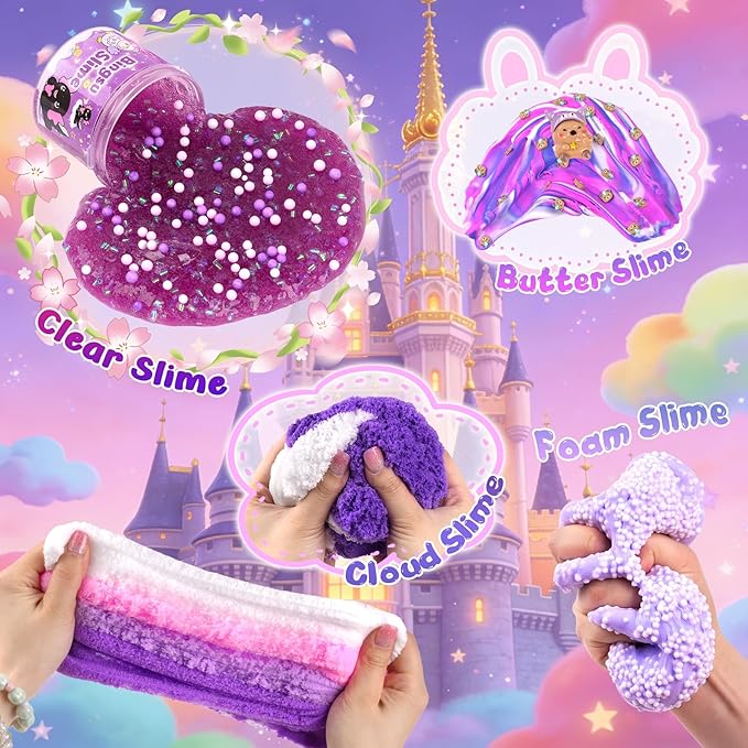 12 Pack Slimes, Purple Slime for Kids, Butter Cloud Slime kit for Girls Ages 8-12, Toys for Girls and Boys, Birthday Party Favors for Kids Goodie Bag Easter Basket Stuffers