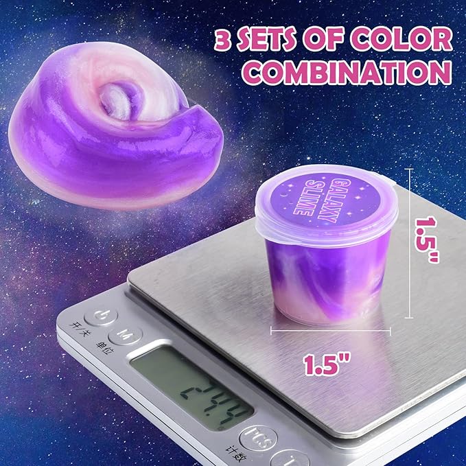 15 Pack Galaxy Slime Kit, Stretchy and Non-Sticky, Play Education and Birthday Gift, for Girls Boys Kids Party Fun Stress Relief Toys, DIY Ideas Stress Relief Toys.