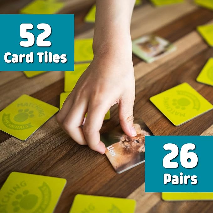 Chuckle & Roar Baby Animals Matching Memory Game for Kids Ages 3+ – Preschool Concentration Board Game for Toddlers, Cute Animal Learning Game
