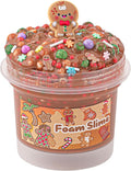Gingerbread Man Brown Foam Slime - Christmas Stocking Stuffers for Kids, Good Stretchy & Non-Sticky Crunchy Slime Sensory Toys for Girls & Boys Gifts