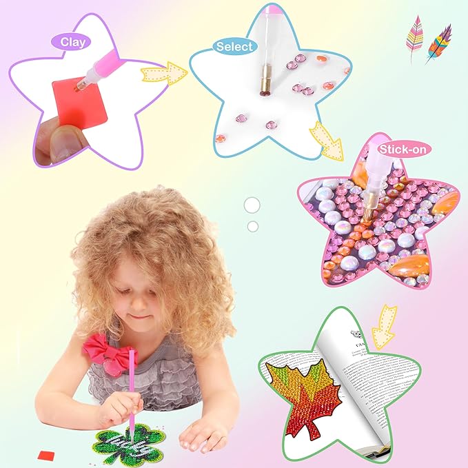 YiConfety Diamond Painting Kits, Kids Diamond Art Gift, Gem Art Kits for Girls Birthday, Arts and Crafts for Kids Ages 6 8 10 (Flower)