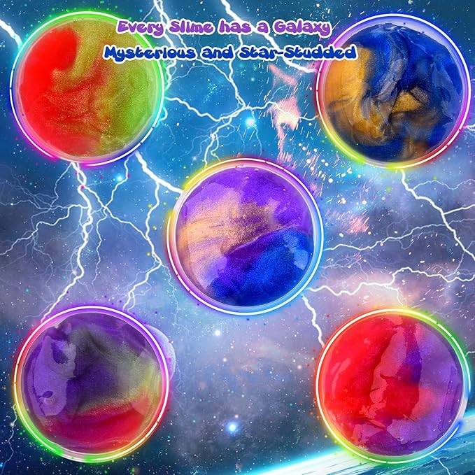 Galaxy Slime Kit with 60 Pack,Easter Slime Party Favors for Kids, Non Sticky,Wet,Soft Sludge Toy Mini Slime Bulk for Boys Girl, Stress Relief,Goodie Bags, Christmas Stuffers