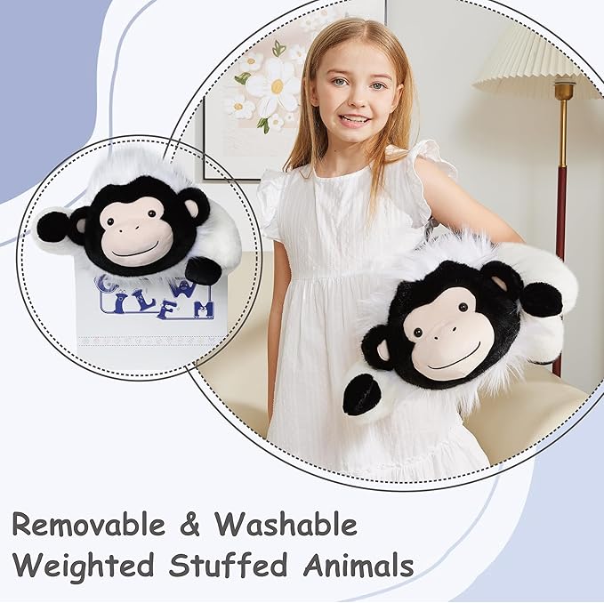 GILFWM Weighted Stuffed Animals Monkey - 21.3" Cute Toy Pillow Plushie Gifts for Kids Boys Girls & Adults, 3 lbs Soft Washable Plush Pillowfort