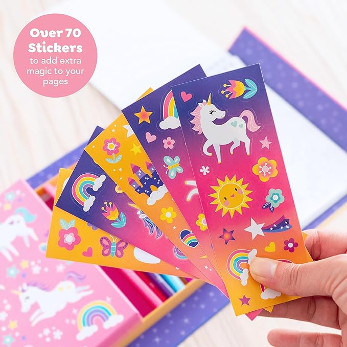 Tiger Tribe Coloring Set - Unicorns, Activity Set for Kids, incl. Stickers & Markers Portable Storage Box, Perfect for Travel, Great Gift