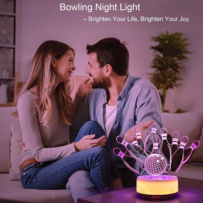 Bowling Gifts Night Light for Kids-Sports Bowlings Decor Bedside Lamp for Bowling Fan, 14 Color with Remote Control/Buttons +Timer +Dim Function, Birthday Holiday Gift for Boys & Girls