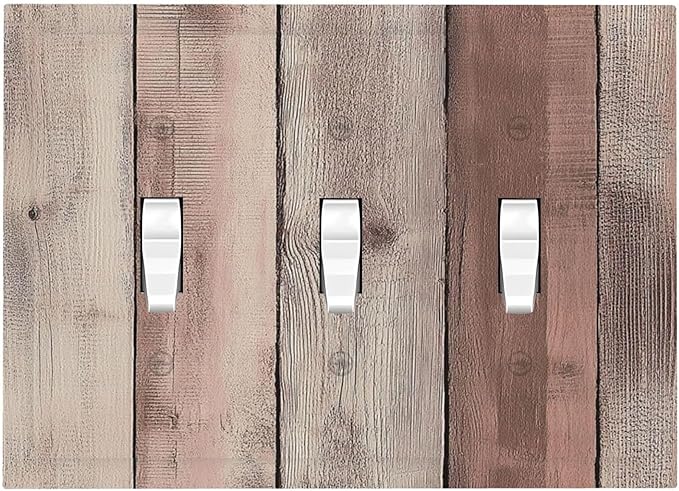 Decorative Switch Plates Vintage Natural Wood Rustic Cinnamon 3 Gang Wall Plate Triple Toggle Light Switch Cover Faceplate Electrical Wall Panels For Farmhouse Cabin Decor
