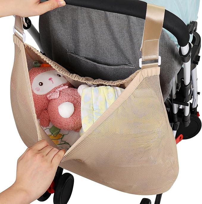 Accmor Universal Stroller Organizer, Large Storage Stroller Bag Fits for Uppababy, Nuna, Britax, Doona Strollers, Non-Slip Adjustable Storage Mesh Caddy Accessories for Stroller Crib