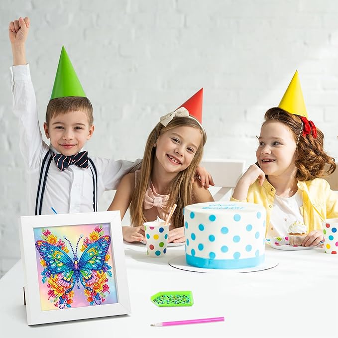 Libfx Diamond Art Kits for Kids with Frame Diamond Art for Girls Boys Beginners Arts and Crafts Ages 8-12 Birthday Gifts (Butterflr-2)