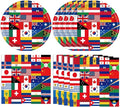 International World Flags Tableware Set International Flags Decorations Plates and Napkins for Travel Trip Around the Globe Retirement,School, Sports Events, Grand Opening, Party