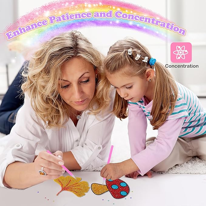 YiConfety Diamond Painting Kits, Kids Diamond Art Gift, Gem Art Kits for Girls Birthday, Arts and Crafts for Kids Ages 6 8 10 (Flower)