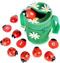 Counting Ladybugs - Montessori Wooden Counting Toy for Girls 3 4 5 Year Old - Ladybug Learning Toys for Toddlers - Preschool Kids Toys for Number Matching, Sorting & Fine Motor Skills - Lady Bug Gifts